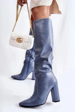 Klasyczne Kozaki Na Słupku Niebieskie Mayra