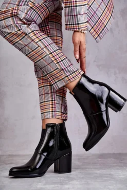 Klasyczne Lakierowane Botki La.Fi 260035B-LA Czarne