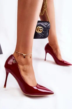 Klasyczne Lakierowane Szpilki Czerwone Lerisa