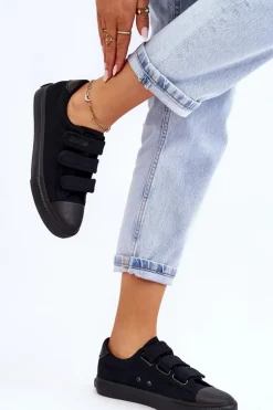 Klasyczne Materiałowe Tenisówki Na Rzepy Big Star LL274A204 Czarne