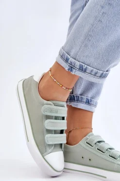 Klasyczne Materiałowe Tenisówki Na Rzepy Big Star LL274A202 Zielone