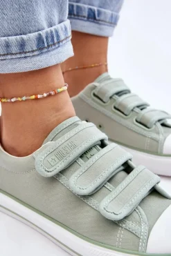 Klasyczne Materiałowe Tenisówki Na Rzepy Big Star LL274A202 Zielone