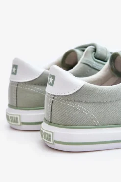 Klasyczne Materiałowe Tenisówki Na Rzepy Big Star LL274A202 Zielone