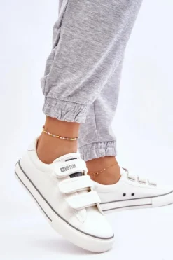 Klasyczne Materiałowe Tenisówki Na Rzepy Big Star LL274A203 Białe