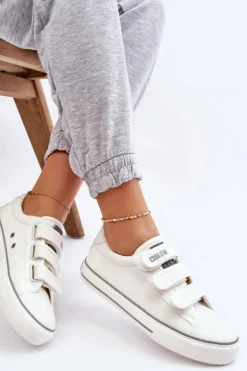 Klasyczne Materiałowe Tenisówki Na Rzepy Big Star LL274A203 Białe