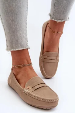 Klasyczne Mokasyny Damskie Beżowe Iramarie