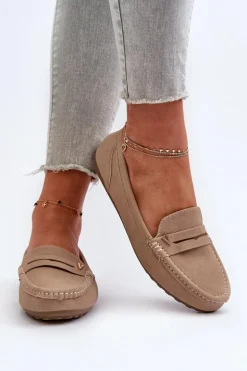 Klasyczne Mokasyny Damskie Beżowe Iramarie