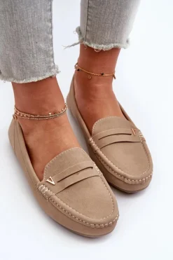 Klasyczne Mokasyny Damskie Beżowe Iramarie