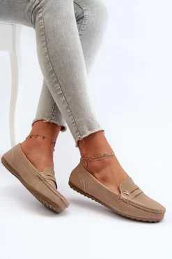 Klasyczne Mokasyny Damskie Beżowe Iramarie
