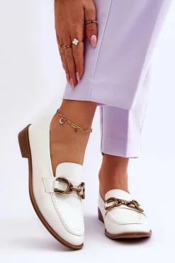Klasyczne Mokasyny Damskie Białe Lorien