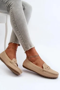 Klasyczne Mokasyny Damskie Jasnobeżowe Iramarie