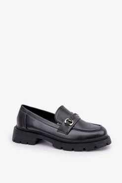 Klasyczne Mokasyny Damskie Z Eko Skóry Czarne Savethira