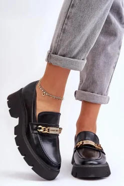 Klasyczne Mokasyny Na Masywnej Platformie Czarne Catch Me!
