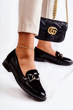 Klasyczne Mokasyny Z Łańcuchem Laura Messi 2531 Czarne