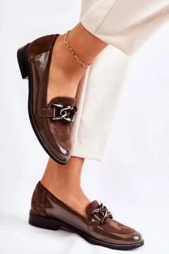 Klasyczne Mokasyny Z Łańcuchem Laura Messi 2531 Brązowe