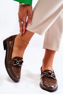 Klasyczne Mokasyny Z Łańcuchem Laura Messi 2531 Brązowe