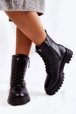 Klasyczne Ocieplane Botki Czarne Romy
