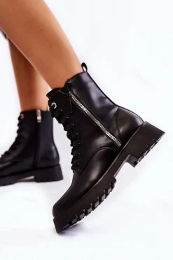Klasyczne Ocieplane Botki Czarne Romy
