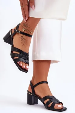 Klasyczne Sandałki Na Obcasie Czarne Misty