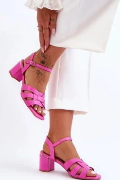 Klasyczne Sandałki Na Obcasie Różowe Misty