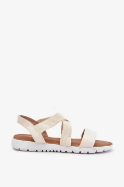 Klasyczne Sandały Damskie Wsuwane Jasnobeżowe Norina