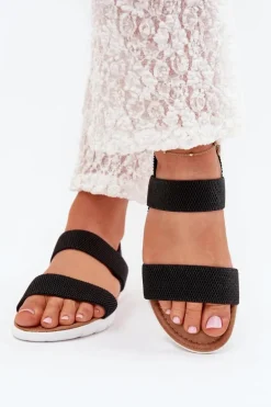 Klasyczne Sandały Damskie Wsuwane Czarne Felira
