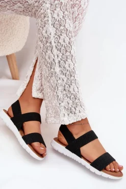 Klasyczne Sandały Damskie Wsuwane Czarne Felira