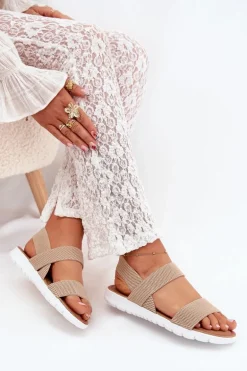 Klasyczne Sandały Damskie Wsuwane Beżowe Felira