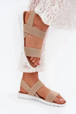 Klasyczne Sandały Damskie Wsuwane Beżowe Felira