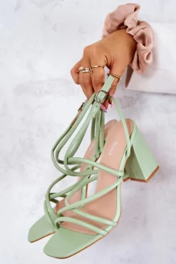 Klasyczne Sandały Na Obcasie Zielone Lucetta