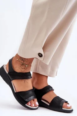 Klasyczne Sandały Na Rzep S.Barski 97575 Czarne