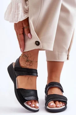 Klasyczne Sandały Na Rzep S.Barski 97575 Czarne