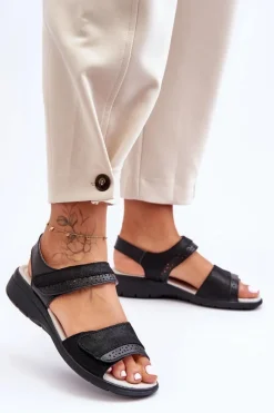 Klasyczne Sandały Na Rzep S.Barski 97575 Czarne