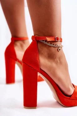 Klasyczne Sandały Na Wysokim Obcasie Pomarańczowe Baleira