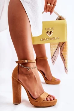Klasyczne Sandały Na Wysokim Obcasie Camel Baleira