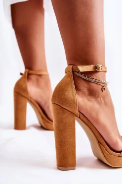 Klasyczne Sandały Na Wysokim Obcasie Camel Baleira