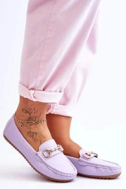 Klasyczne Skórzane Mokasyny Fioletowe Verona