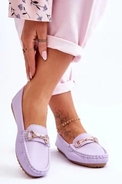 Klasyczne Skórzane Mokasyny Fioletowe Verona