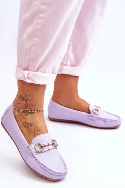 Klasyczne Skórzane Mokasyny Fioletowe Verona