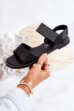 Klasyczne Skórzane Sandały Z Ćwiekami Czarne Shelly