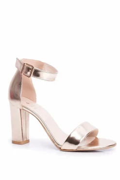 Klasyczne Skórzane Sandały Na Słupku Laura Messi 1760 Złote