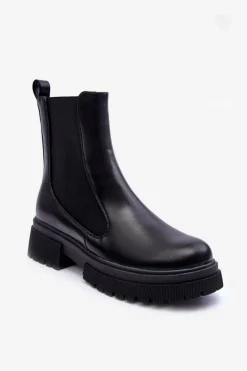 Klasyczne Skórzane Sztyblety Botki Czarne Isminna