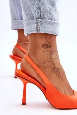 Klasyczne Szpilki W Szpic Neonowy Pomarańcz Whitley