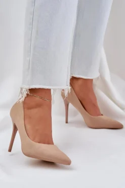 Klasyczne Szpilki Z Eko Zamszu Beżowe Navinda