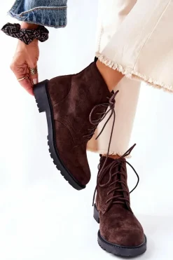 Klasyczne Wiązane Botki Brązowe Melome