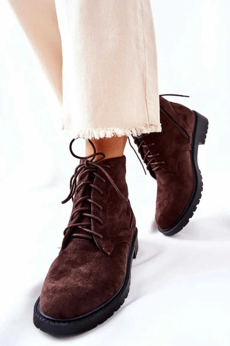 Klasyczne Wiązane Botki Brązowe Melome