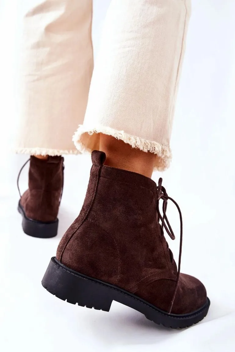 Klasyczne Wiązane Botki Brązowe Melome