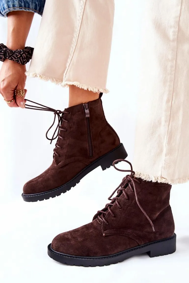 Klasyczne Wiązane Botki Brązowe Melome