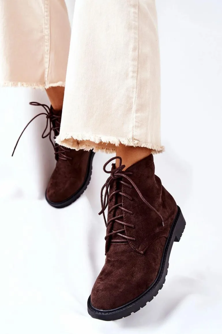 Klasyczne Wiązane Botki Brązowe Melome