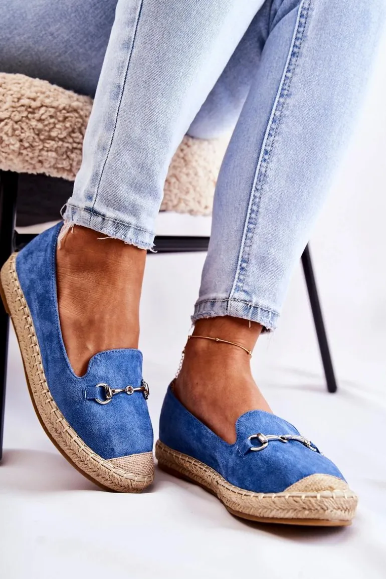 Klasyczne Wsuwane Damskie Espadryle Niebieskie Oresa